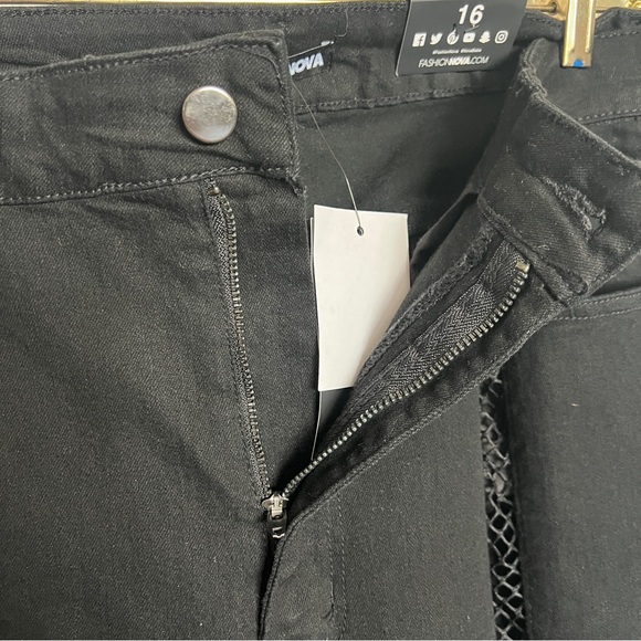 NWT Fashion Nova Sway To The Music Black Fringe Jeans size 16 - Picture 7 of 11